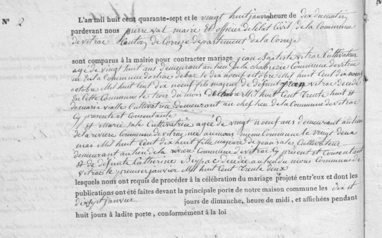 Mariage Vitrac Jean Baptiste - Sale Marie 28_01_1847 -1.jpg